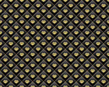 Golden color diamond seamless pattern with golden border lines for wallpaper, pattern, web, blog, surface, textures, garments, graphic & printing.のイラスト素材