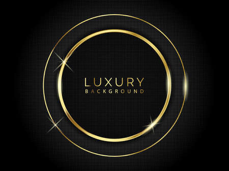 Abstract modern luxury dark rounded layer with golder border and dotted background vector with shadow and golden circle pattern, web, blog, surface, textures, graphic, card, banner & printing.のイラスト素材