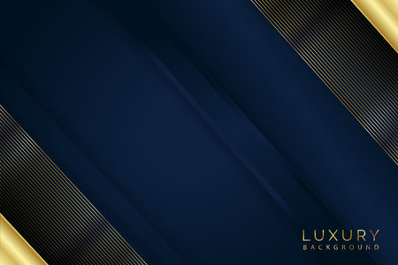 Abstract golden lines diagonal overlapping on blue backgroundのイラスト素材