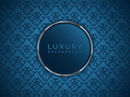 Abstract luxury blue pattern with silver lined circle background,  can be used for greetings, cards, invitation, wallpaper, web, blog, graphic & printing.のイラスト素材
