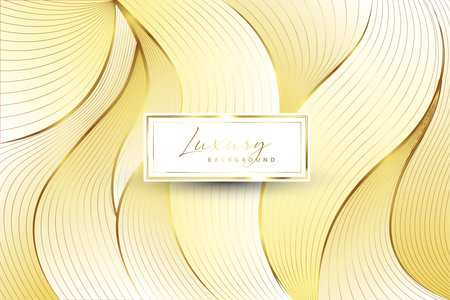 Luxury golden line waves curved backgroundのイラスト素材