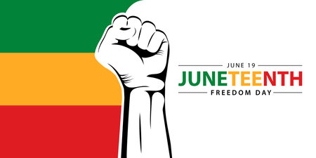 Juneteenth Freedom Day banner, June 19. African American history and heritage. Template for poster, greeting card, banner, background, wallpaper, pattern, graphic and printing.のイラスト素材