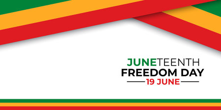 Juneteenth Square Banner with Pan African Flag Text on Orange Background. Juneteenth Freedom Day Typography Banner Vectorのイラスト素材