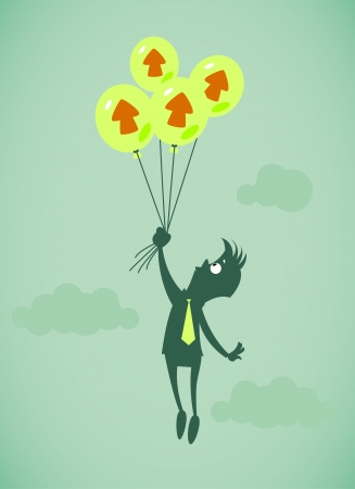 Flies up in the sky. Vector illustration on a backgroundのイラスト素材