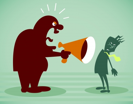 chief shouts at the subordinate. Vector illustration on a backgroundのイラスト素材