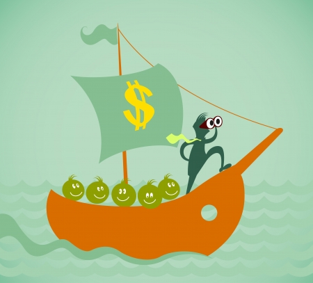 Big swimming by the ship. Vector illustration on a background
のイラスト素材