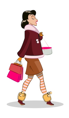 Walking woman  Vector illustration isolated on a white backgroundのイラスト素材
