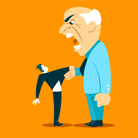 The chief yells at a subordinate. Vector illustrationのイラスト素材