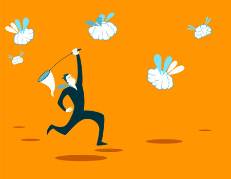 Catches new brains net. Recruitment. Vector illustrationのイラスト素材