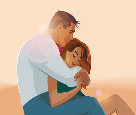 Embraces of a loving couple. Vector illustrationのイラスト素材