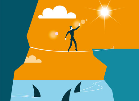 Dangerous passage of the abyss. Business metaphorのイラスト素材