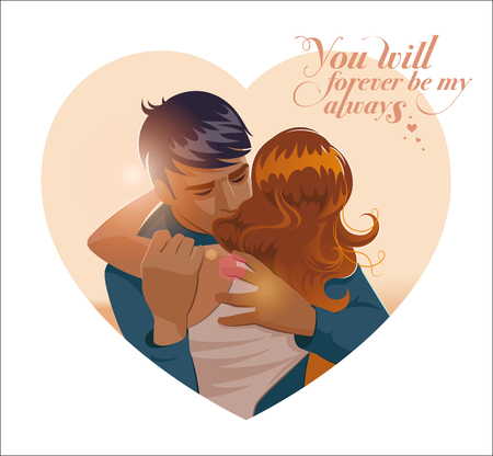 Embraces of a loving couple. Vector illustrationのイラスト素材