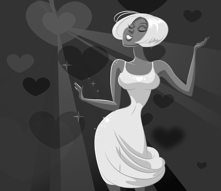 Dancing woman. Vector illustration isolated on a disco background. Eps-10 Effects of transparency and taransparency masks.のイラスト素材