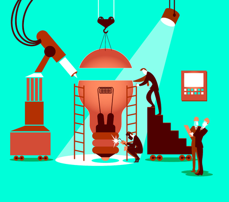 Creating the idea together in the factory. Vector illustrationのイラスト素材
