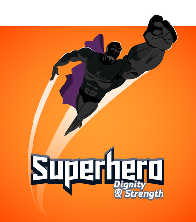 Poster. Superhero flying up. Isolated. Vector illustrationのイラスト素材