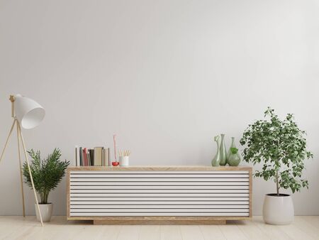 Mock up wall on cabinet in interior.3d renderingの写真素材