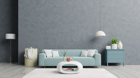 Loft style house with sofa and accessories in the room. 3d rendering