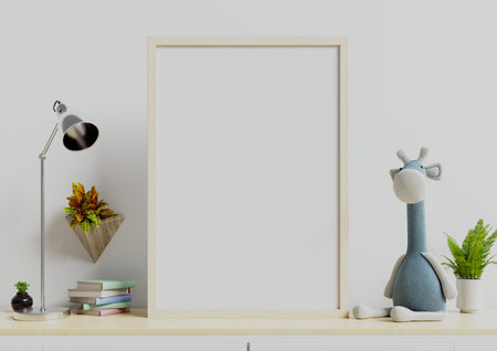 Mock up posters in child room interior,3d rendering