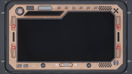 Futuristic Steel Screen Tablet Device in era sci fi. 3D renderingの写真素材