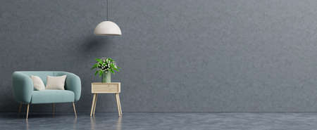 Loft style house with armchair and accessories in the room. 3d renderingの写真素材