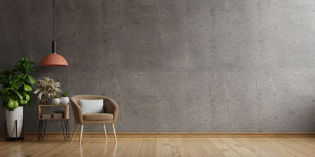 Loft style house with armchair and accessories in the room. 3d renderingの写真素材