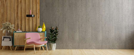 Loft style house with armchair and accessories in the room.3d renderingの写真素材
