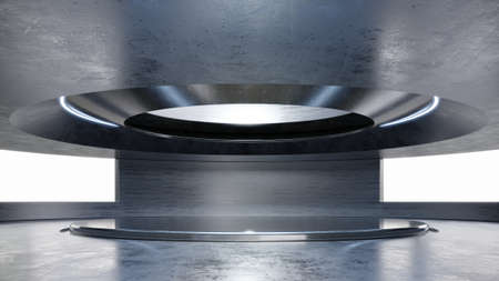 Empty light blue studio room futuristic,Future background for design,3d renderingの写真素材