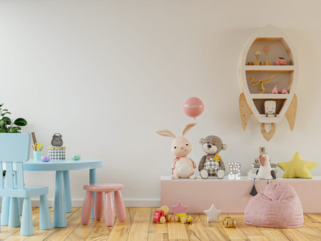 Wall mockup. Child's room interior,Interior of modern children's room.3d rendering