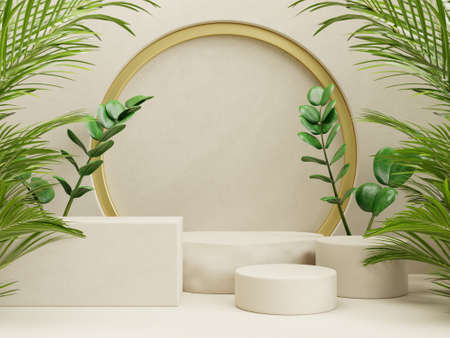 Podium mockup display with for product presentation,3D renderingの写真素材