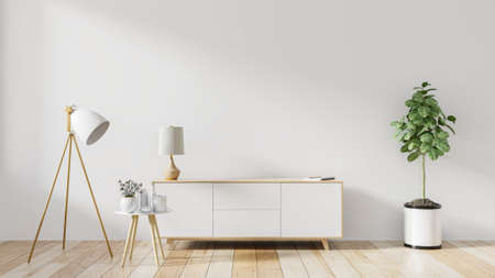 Shelf for tv in modern empty white room, 3d renderingの写真素材