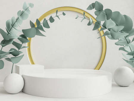 Podium mockup display with for product presentation,3D renderingの写真素材