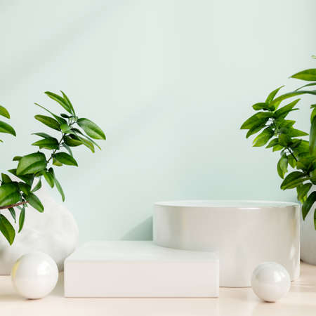 Podium mockup display with for product presentation,3D renderingの写真素材