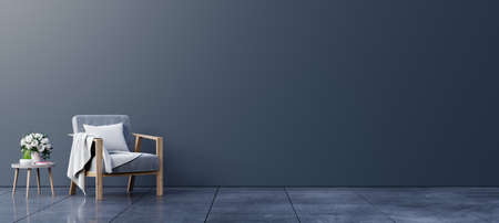 Loft style house with armchair and accessories in the room.3d renderingの写真素材