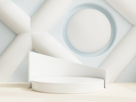 White product display podium with for product presentation,3D rendering