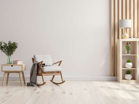 Armchair on empty white wall background.3D renderingの写真素材