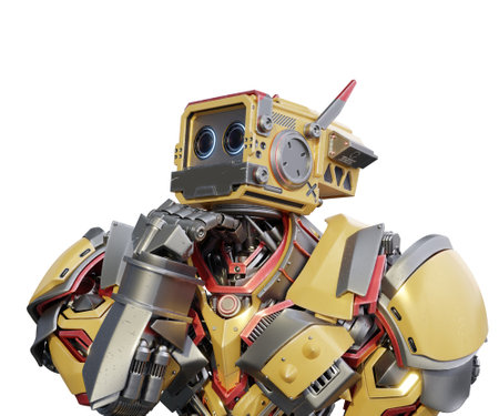 Futuristic robot  isolated on transparent background.3d renderingの写真素材