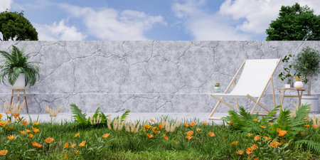 Modern loft style concrete patio for outdoor seating areas.3d renderingの写真素材