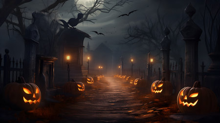 Halloween day pumpkin and pumpkins with AI generativeの素材