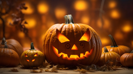 Halloween pumpkin and pumpkins,AI generativeの素材