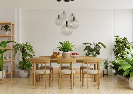 Modern dining room interior design,Modern interior of cozy kitchen- 3D renderingの写真素材