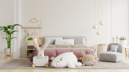 Scandinavian children's room,children's bedroom interior- 3D renderingの写真素材