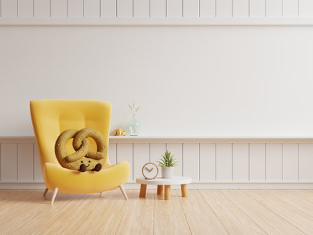 Mockup wall in the children's room on wall white colors background- 3D renderingの写真素材