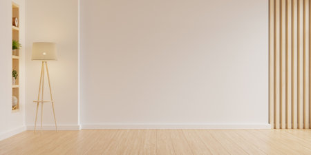 Empty living room minimal,Modern Scandinavian and minimalist living room interior- 3D renderingの写真素材