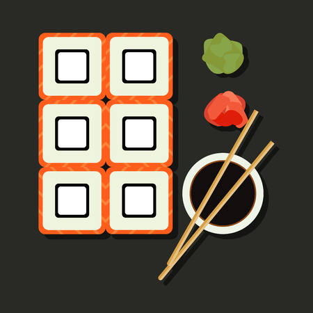 Sushi Icon. Vector flat design. Icon for presentation, training, marketing, design, web. Can be used for creative template, logo, sign, craft.のイラスト素材