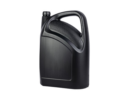 Isolated black canister engine oil on a white background. Without a logo. Isolateの写真素材