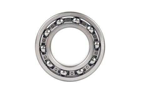 Ball Bearings isolated on a white background.の写真素材