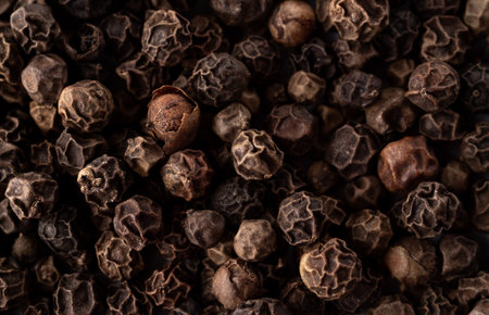 Black pepper bed covered in full screen macro. close upの写真素材