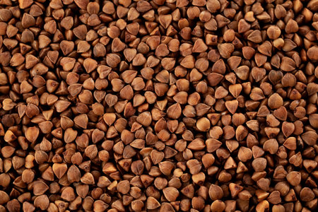 Buckwheat groats background. macro. Extra Close-up. top view.の写真素材