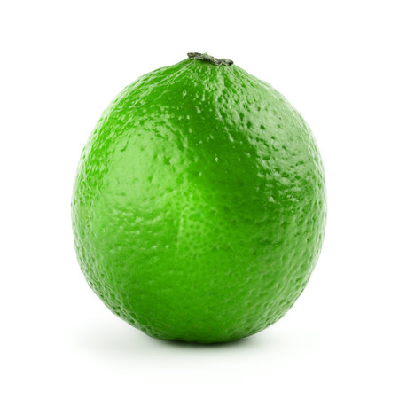 Lime isolated on white background. front view. close up.の写真素材