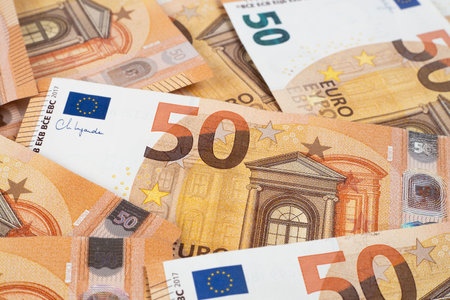 Euro banknotes money (EUR), currency of the European Unionの写真素材